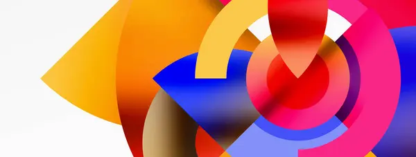 Arte Abstracto Vibrante Con Una Colorida Variedad Círculos Triángulos Tonos Gráficos vectoriales