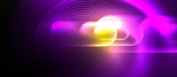 Vibrant Mix Purple Yellow Neon Lights Illuminates Dark Background Creating — Stock Vector