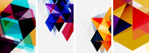 電気ブルーの三角形 長方形 円形の形状を白い背景にコラージュしたクリエイティブアート作品 — ストックベクタ