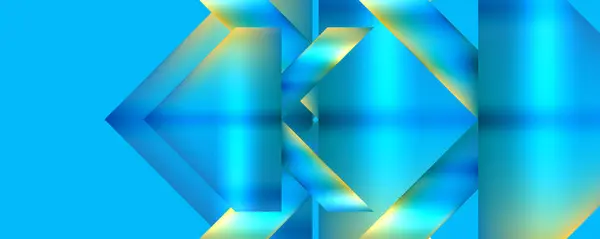 Electrifying Mix Azure Aqua Colors Symmetrical Pattern Triangles Blue Yellow — Stock Vector