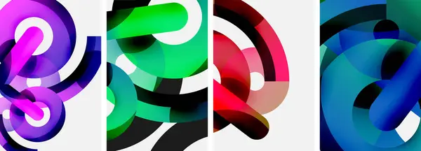 Uma Composição Visualmente Atraente Com Uma Colagem Quatro Círculos Coloridos — Vetor de Stock