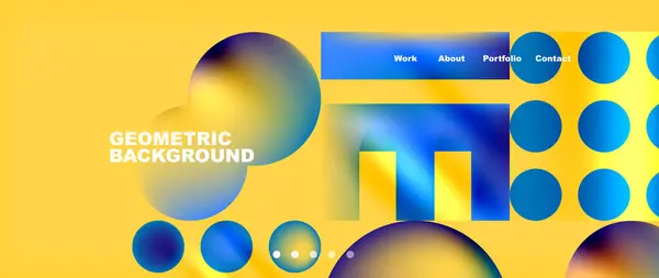 一个充满活力的几何背景 以黄色背景上的蓝色和黄色的电圆为特征 适用于游戏中的工程 标识或品牌设计 — 图库矢量图片