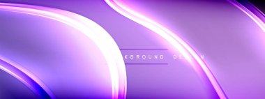 Suyu andıran simetrik bir şablon yaratan, elektrik mavisi parlayan bir dalga olan sıvı mor bir arkaplan. Kullanılan yazı tipi menekşe ve mordur, fütüristik bir teknoloji titreşimi verir