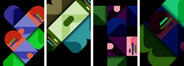 Product Showcasing Symmetrical Pattern Colorful Geometric Shapes Rectangles Triangles Electric Vector De Stock