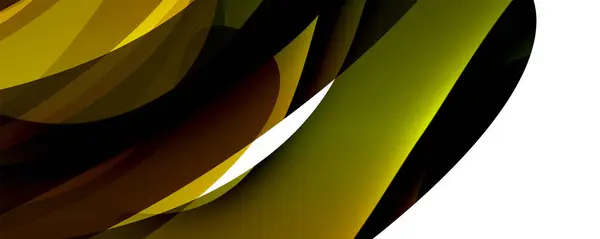 Closeup Swirling Yellow Black Liquid Pattern Glass Resembling Circle White — Stock Vector