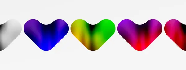 心瓣一种五彩缤纷的心瓣图案 呈蓝色和紫色 在白色的背景上排成一排这种巧妙的展示结合了圆形 矩形和复杂的图形 — 图库矢量图片