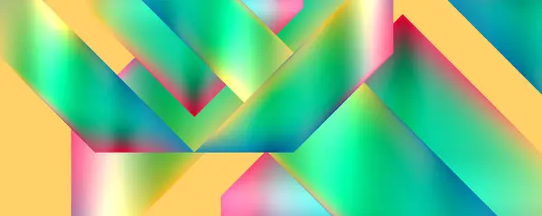 Vibrerande Abstrakt Konst Med Geometriska Former Gul Bakgrund Med Färgglada — Stock vektor