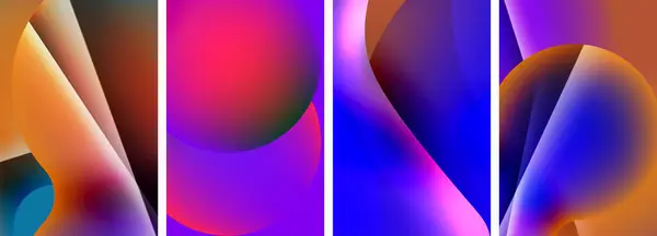 Ett Symmetriskt Collage Färgglada Abstrakta Bakgrunder Med Nyanser Lila Violett — Stock vektor