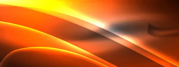 琥珀の波が暗い空に向かって光り 激しい風景に似ています オレンジ色の色は 木や植物の自動車ライトのような暖かさを放射する魅惑的なパターンを生み出します — ストックベクタ