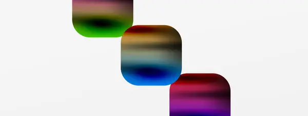 Fluid Rainbowhued Ribbon Circles Liquidfilled Glass Drinkware Set White Backdrop — Stock Vector