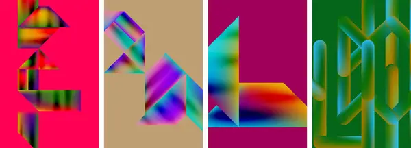 Collage Vibrante Con Formas Geométricas Coloridas Como Rectángulos Triángulos Cuadrados — Vector de stock