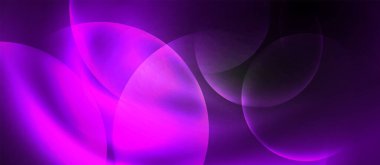 Bir elektrik mavi yazı tipi mor bir zemin üzerinde parlayan daireler ile parlar, renkli ve canlı bir sanat deseni oluşturur menekşe ve morun tonlarıyla