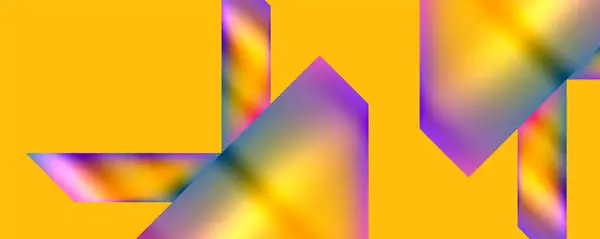 Art Vibrant Avec Fond Jaune Avec Des Formes Géométriques Violettes — Image vectorielle