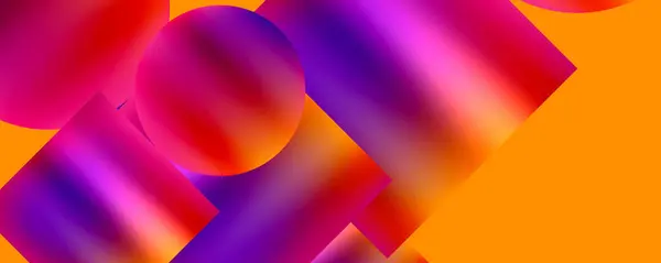 Яркий Дисплей Красочных Геометрических Форм Включая Оттенки Фиолетового Розового Пурпурного — стоковый вектор