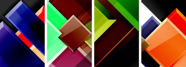Set Four Rectangles Triangles Various Tints Shades Magenta Brick Create — Stock Vector