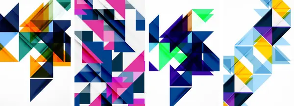 Řada Pulzujících Trojúhelníků Odstínech Fialové Fialové Fialové Bílém Pozadí Ukazující — Stockový vektor
