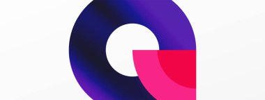 The letter G is displayed in a vibrant purple and pink circle, set against a clean white background. This colorful and electric design is reminiscent of a logo or graphic symbol clipart