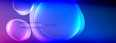 Derin mavi arkaplanda parlayan elektrik mavisi neon halkalar, gece gökyüzünü andırıyor suya. Yazı tipi mavi ve mor renklerin karışımı, büyüleyici bir etki yaratıyor.