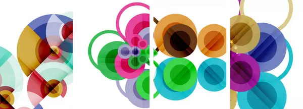 Collage Vibrant Cercles Colorés Magenta Peint Sur Fond Blanc Cette — Image vectorielle