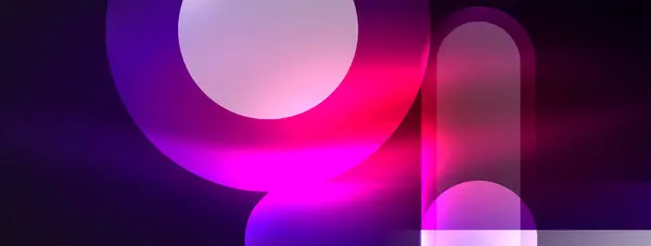 Primo Piano Vibrante Cerchio Luminoso Viola Rosa Uno Sfondo Scuro — Vettoriale Stock