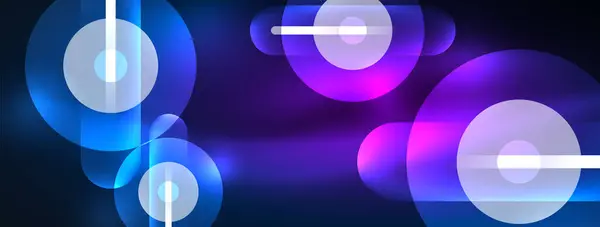 Vibrant Circles Shades Blue Purple Magenta Lighting Dark Background Electric — Stock Vector