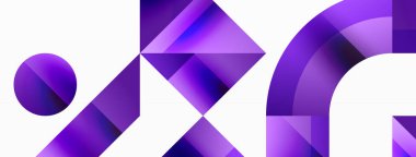 Beyaz bir zemin üzerinde mor ve beyaz geometrik şekiller içeren bir logo, mor, mor ve elektrik mavisi renginde bir palet. Tasarım, sanatsal bir yazı tipinde simetri ve desenleri gösterir