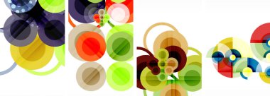 Beyaz arka planda renkli daireler içeren görsel olarak çekici bir ürün. Bu içki takımı, cam veya plastikten yapılmış sıvı boya daireleri ile sanatsal özellikler sergiliyor.