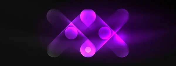 Purple Glowing Geometric Shape Stands Out Dark Background Resembling Vibrant — Stock Vector