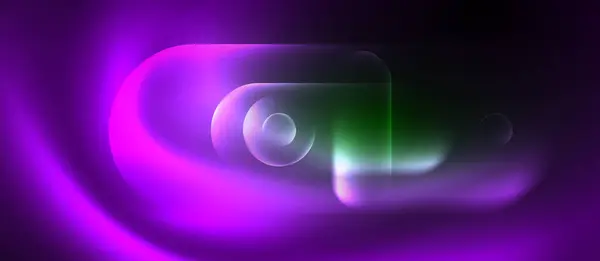 Vibrant Liquid Circle Shades Purple Green Glowing Dark Background Creating — Stock Vector