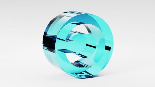 玻璃透明圆形标志3D几何形状 技术或商业循环动画背景 — 图库视频影像
