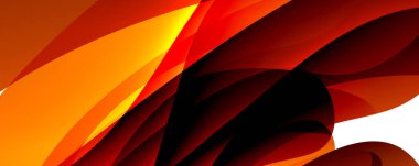 Kırmızı ve turuncu soyut arka planda canlı bir yakın plan, kehribar ve elektrik mavisi ipuçları, beyaz bir arkaplan karşısında renkli bir desen oluşturur.