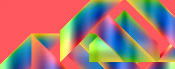 一种充满活力的抽象背景 以蓝色和红色背景上的三角形为特征 展示了图形中的对称性 图案和创造性艺术 — 图库矢量图片