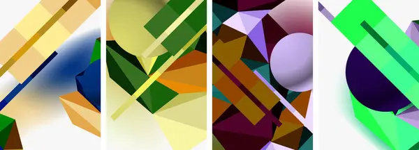 Collage Creativo Rettangoli Triangoli Varie Tinte Sfumature Che Crea Uno — Vettoriale Stock