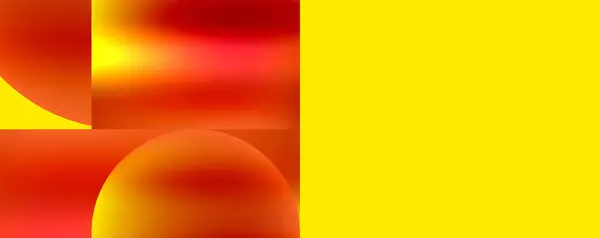 赤と黄色の抽象的な背景の鮮やかなカラフルさと黄色の境界 アンバー オレンジ マゼンタ エレクトリックブルーをユニークなフォントで丸パターンで特徴 — ストックベクタ
