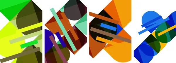 Kreativ Uppvisning Färgglada Geometriska Former Som Rektanglar Och Trianglar Vit — Stock vektor