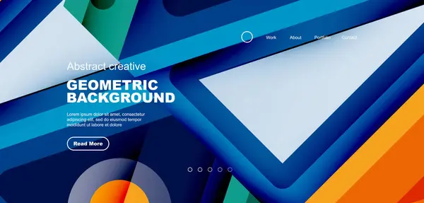 Fundal Geometric Vibrant Triunghiuri Albastre Electrice Cercuri Azurale Inspirat Designul — Vector de stoc
