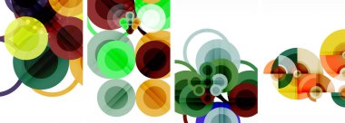 Plastik ve cam şişeler gibi beyaz bir arka planda renkli dairelerin sanatsal bir gösterimi. Her çember canlı bir sanat eseri yaratan bir organizmayı ya da sıvıyı temsil ediyor.