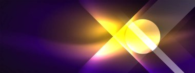 Canlı bir sarı ve mor ışık, koyu mor bir arkaplanda parlayarak renkli ve akışkan bir yansıma yaratır. Bu sahne gökyüzünde bir parça elektrik mavisi olan kozmik bir olaya benziyor.