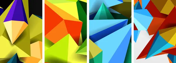 Una Vibrante Exhibición Colorfulness Con Cuatro Triángulos Alineados Exhibiendo Una — Vector de stock