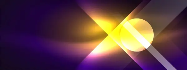 Ein Lebhaftes Gelbes Und Violettes Licht Leuchtet Auf Einem Tiefvioletten — Stockvektor