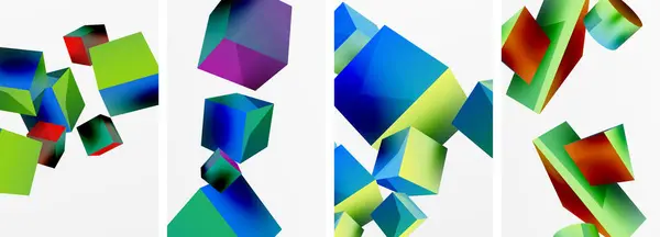 Geometric Art Piece Featuring Collage Azure Aqua Electric Blue Trianglecolored — Vetor de Stock