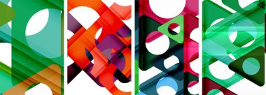 Beyaz arkaplandaki renkli geometrik şekillerin kolajı