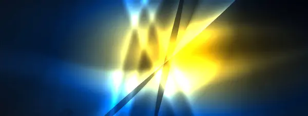 Zářící Paprsky Světla Elektricky Modrého Žlutého Pozadí Připomínající Nebeský Objekt — Stockový vektor