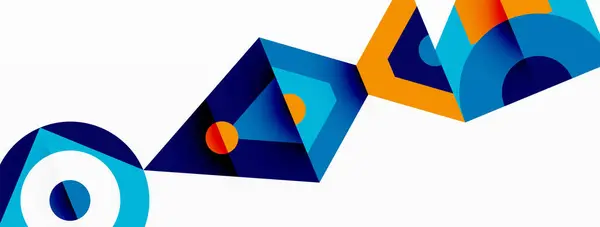 Узор Электрических Синих Оранжевых Геометрических Фигур Включая Прямоугольники Треугольники Создает — стоковый вектор