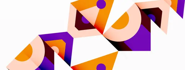 Яркий Геометрический Дизайн Прямоугольниками Треугольниками Смесью Фиолетовых Оранжевых Оттенков Белом — стоковый вектор