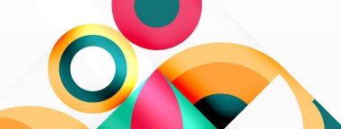 Beyaz arka planda renkli daireler ve üçgenlerin canlı bir karışımı, elektrik mavisi gibi sıvılaşmış bir desen yaratıyor. Yakından bakınca otomotiv tekerlek sistemini andırıyor.