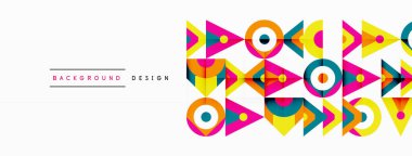 Yazı tipi, sanat, üçgenler, beyaz arka planda mor daireler canlı bir geometrik model oluşturur. Bu logo grafikleri görsel sanatlar moda aksesuarı renkli bir betimleme.