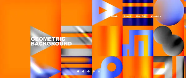 Vibrant Art Colorful Geometric Shapes Tints Shades Electric Blue Orange — Stock Vector
