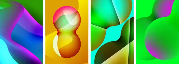 Visual Arts Collage Featuring Four Colorful Images Green Background Images Vetores De Bancos De Imagens