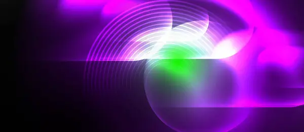 Vibrant Purple Green Glowing Circle Illuminated Dark Black Background Symbolizing — Stock Vector